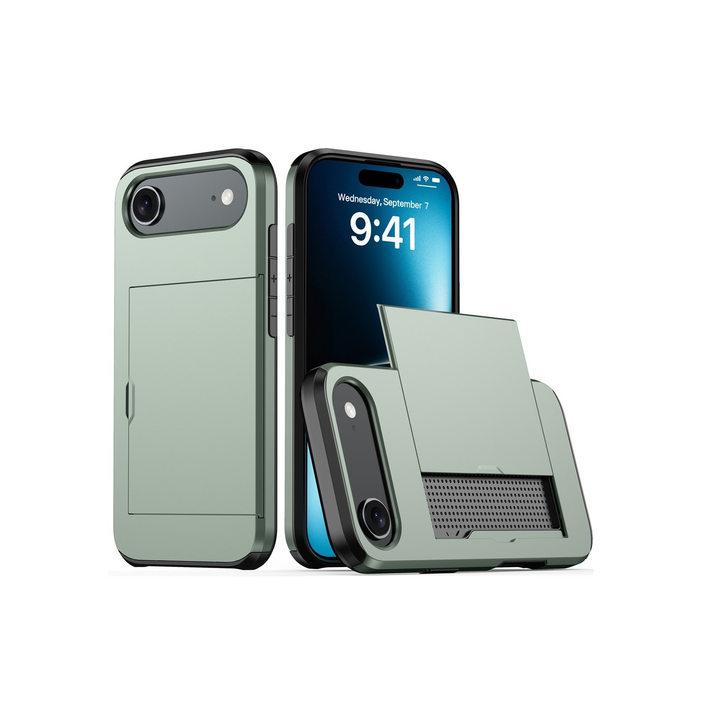 AMORUS iPhone Air Suojakuori Liukuvalla Korttipaikalla PC TPU Takakuori