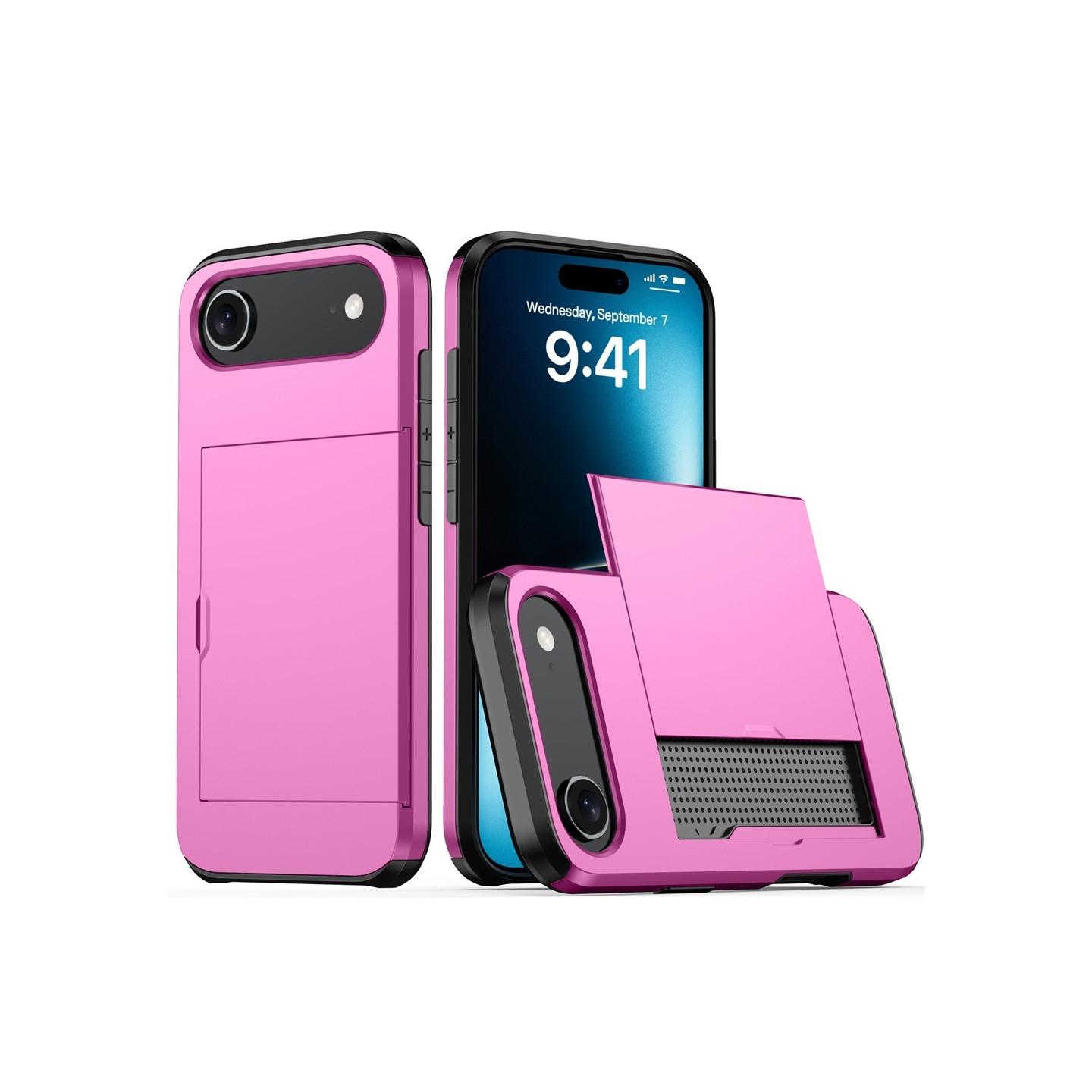 AMORUS iPhone Air Suojakuori Liukuvalla Korttipaikalla PC TPU Takakuori