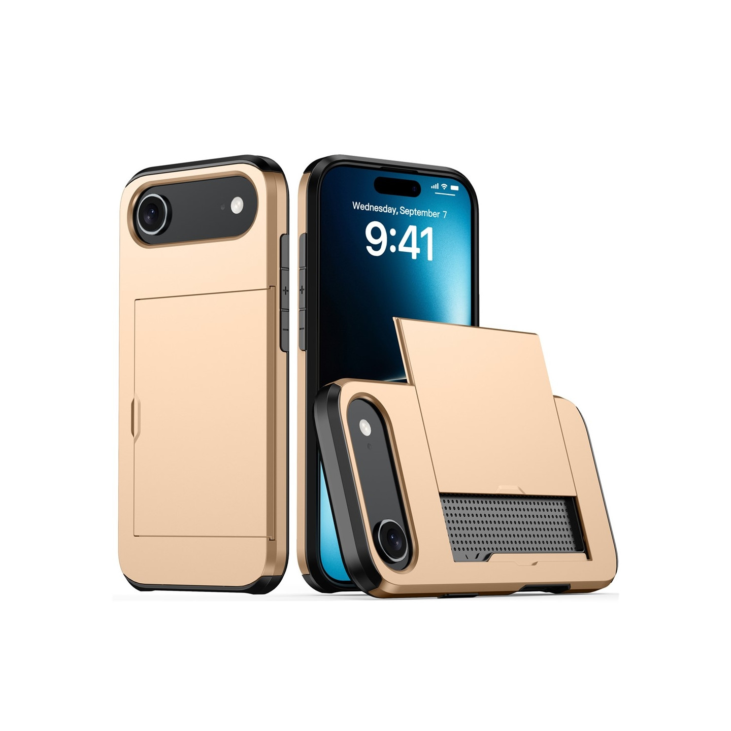 AMORUS iPhone Air Suojakuori Liukuvalla Korttipaikalla PC TPU Takakuori