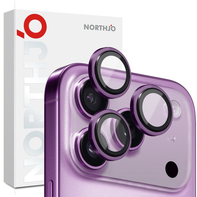 NORTHJO For iPhone 17 Pro Max / iPhone 17 Pro Camera Lens Protector Tempered Glass Metal Ring