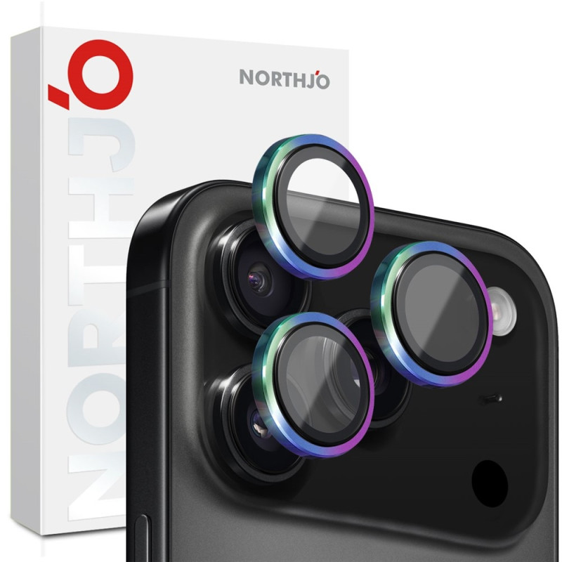 NORTHJO iPhone 17 Pro Max / iPhone 17 Pro Kameralinssin Suojus Karkaistu Lasi Metallirengas