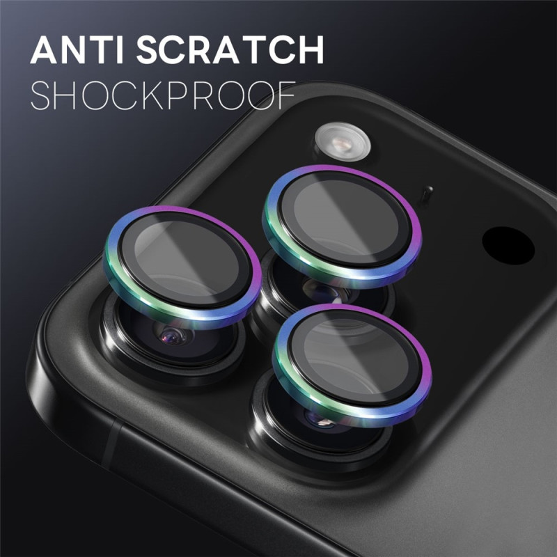 NORTHJO For iPhone 17 Pro Max / iPhone 17 Pro Camera Lens Protector Tempered Glass Metal Ring