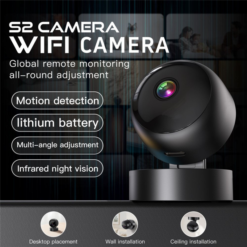 Surveillance Camera WiFi Mini Camera Real Time Remote Monitoring Night Vision 32GB Card