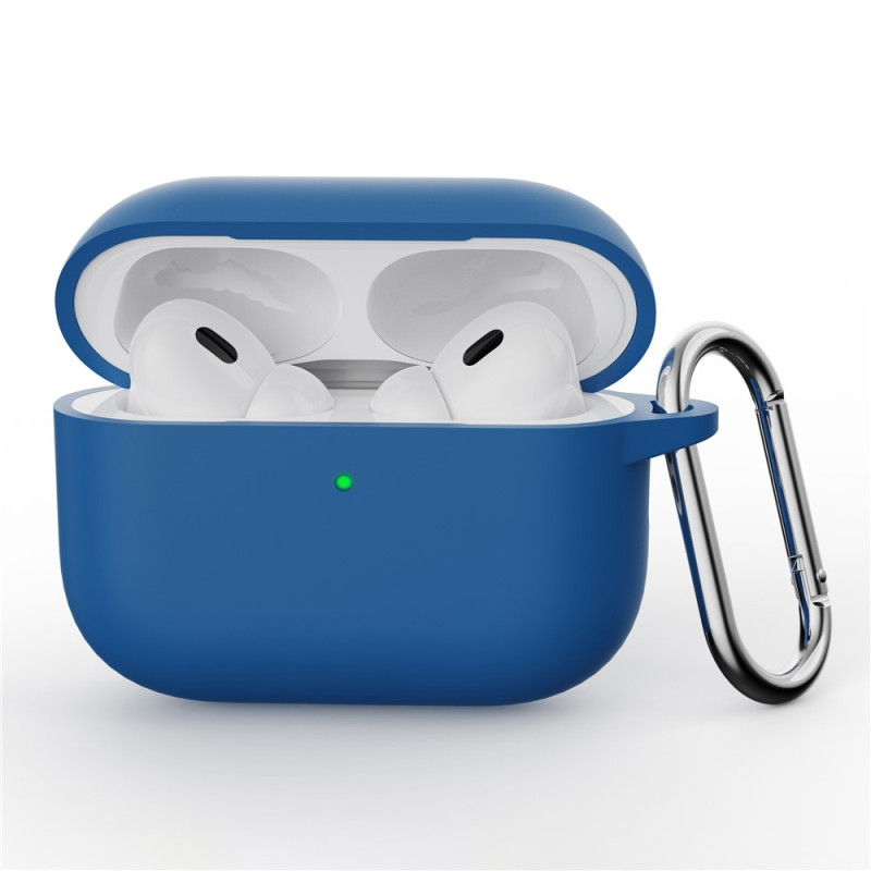 AirPods Pro 3 -kuulokkeille tarkoitettu silikonikuori, integroitu Bluetooth-kuulokkeiden suojus koukulla - Lake Blue