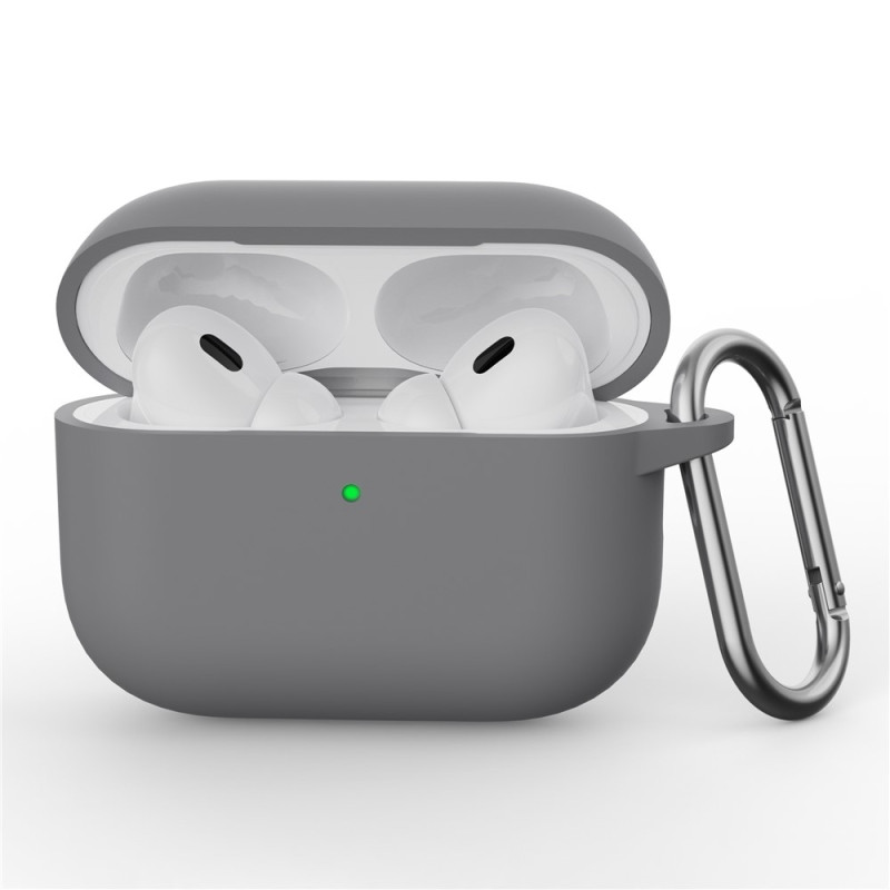Til AirPods Pro 3 Silikone Etui Integreret Bluetooth Høretelefon Cover med Krog - Mørkegrå