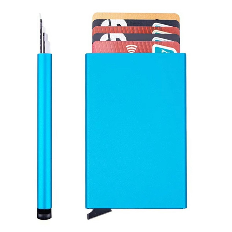 RFID-blokkerende kortholder i aluminium, slank design for kredittkortholder - Blå