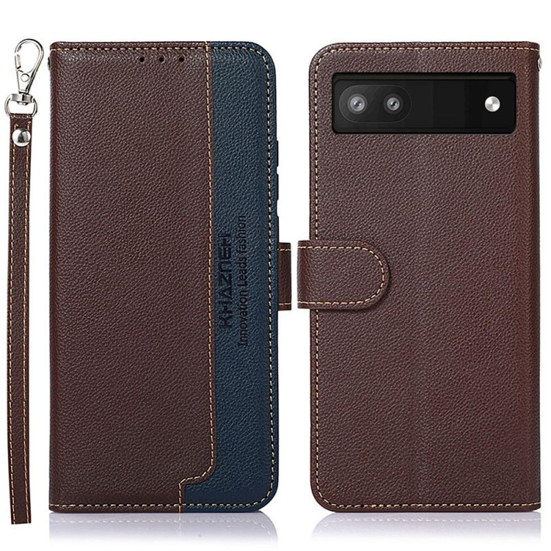 KHAZNEH Phone Cover to Google Pixel 6a - Brown/Blue