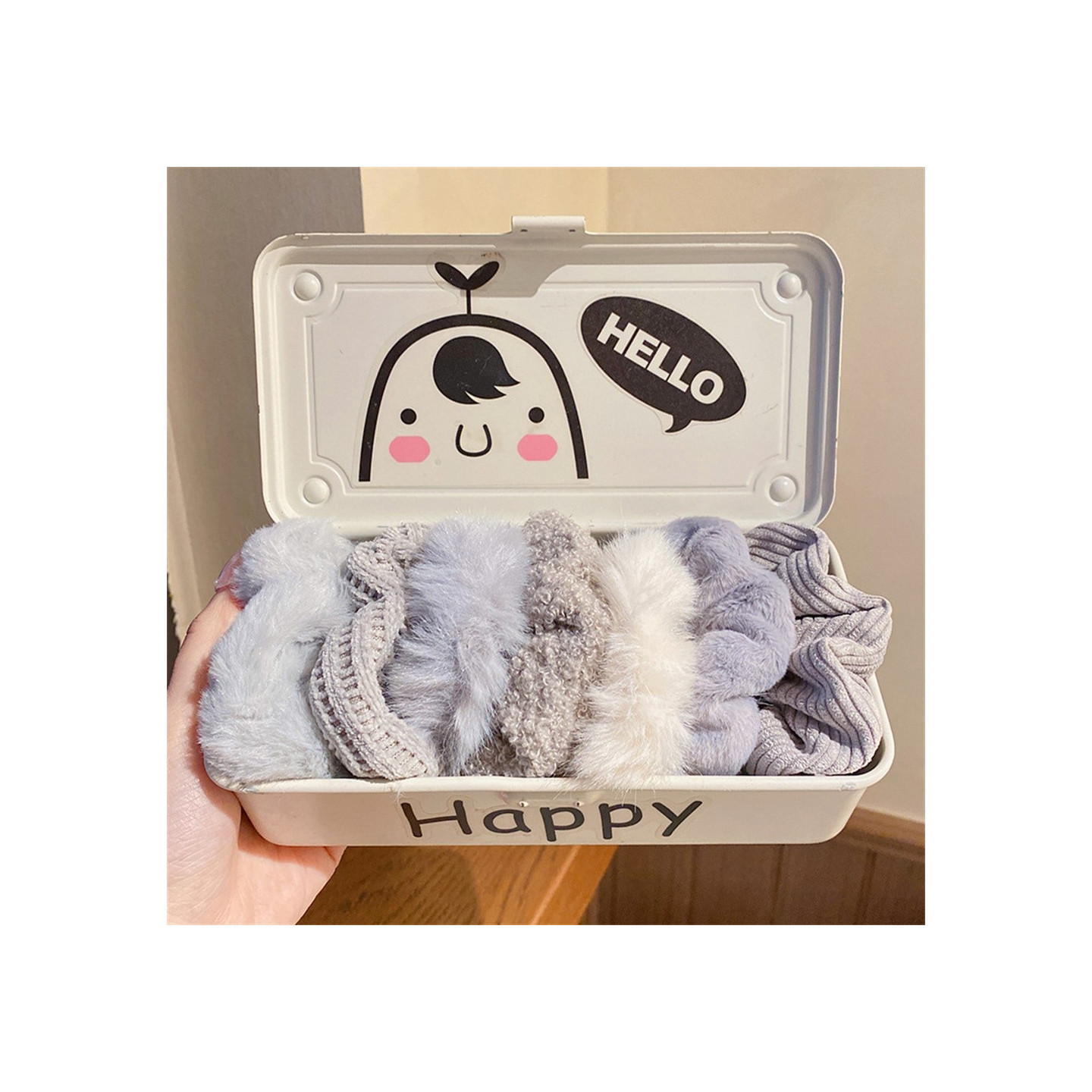 7 stk. plysj hårstrikker hårbånd stoff elastiske hårbånd hårtilbehør - grå