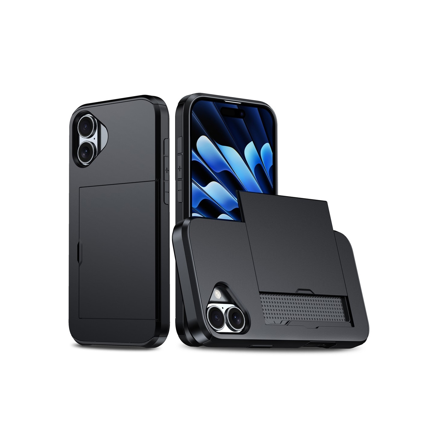 iPhone 17 PC+TPU -puhelimelle Suojakuori Liukuva Korttiteline