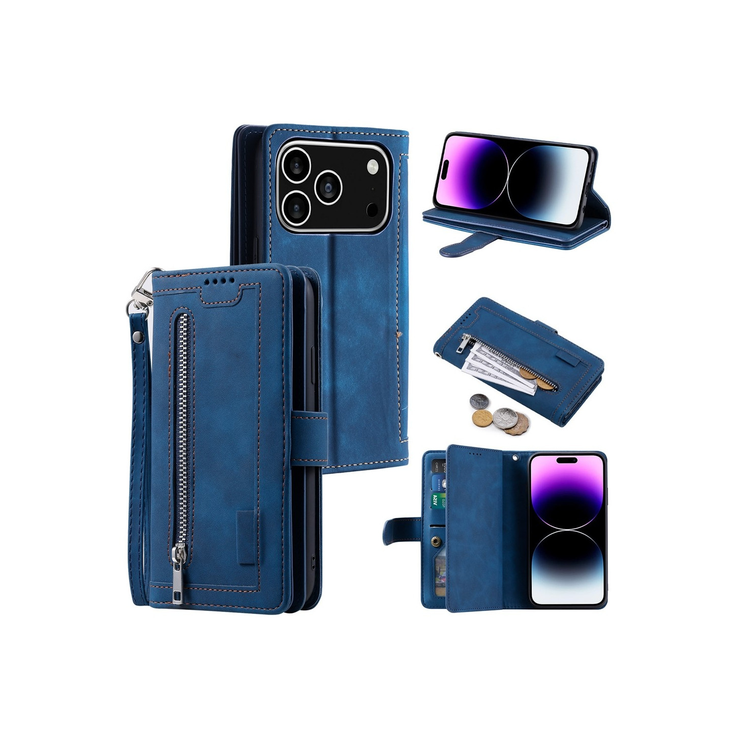 Til iPhone 17 Pro Deksel med glidelås og 9 kortspor