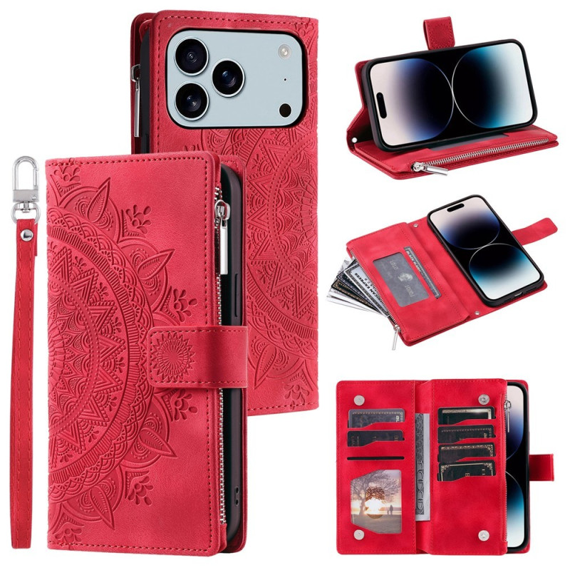 Pungetui kompatibelt med iPhone 17 Pro Max cover etui mandala blomstermønster