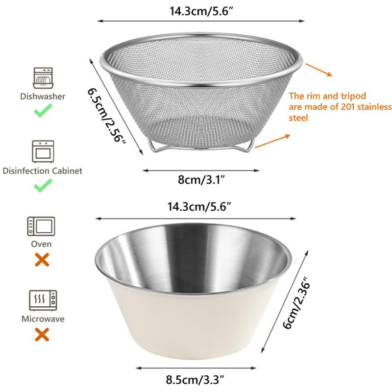 14 cm Strainer with bowl Stainless steel colander