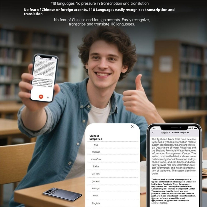 Oversættelse Oversætter ChatGPT-4 Stemmeoptager Flersproget AI 64GB