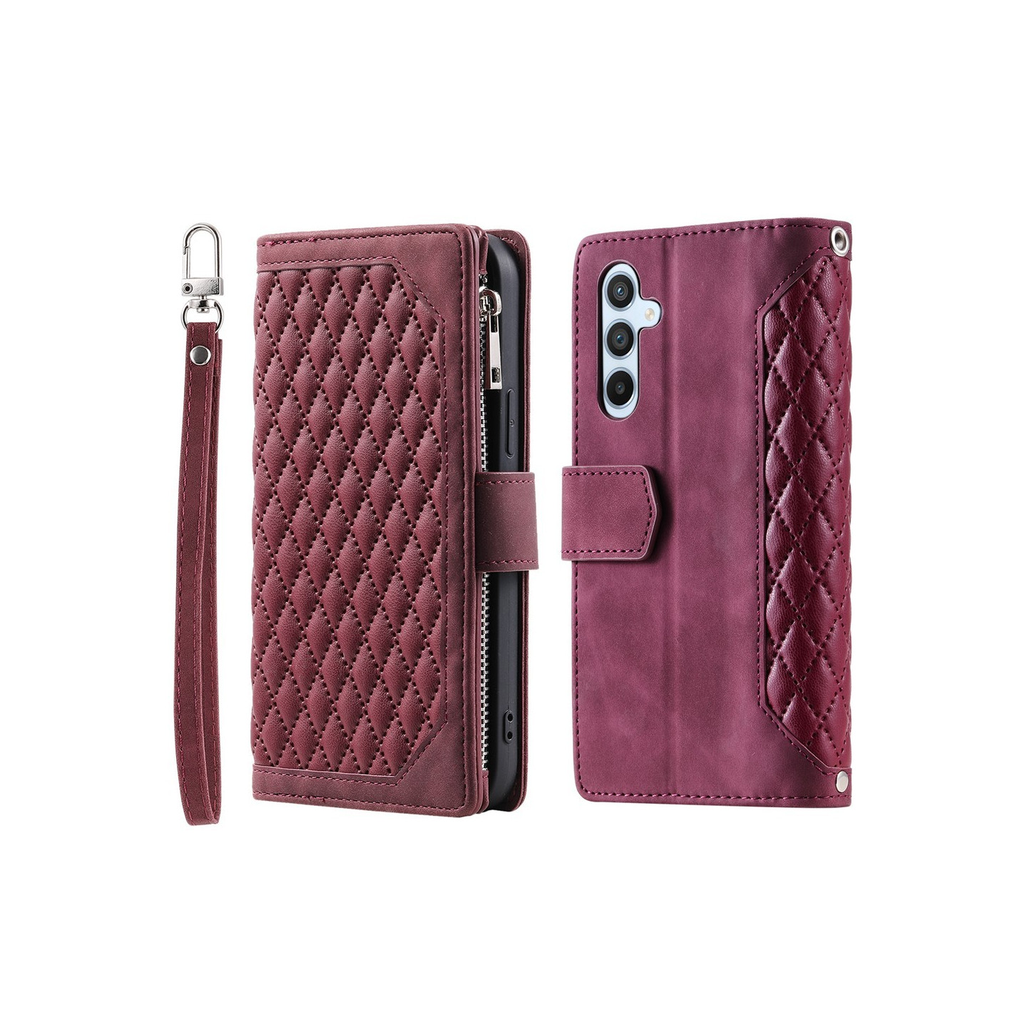 Til Samsung Galaxy A17 5G / A26 5G Zipper Wallet Case Rhombus Telefoncover
