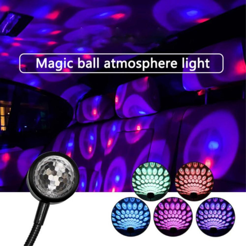 Biltag Natlys LED Atmosfære Lampe Disco Discoball Party mange farver