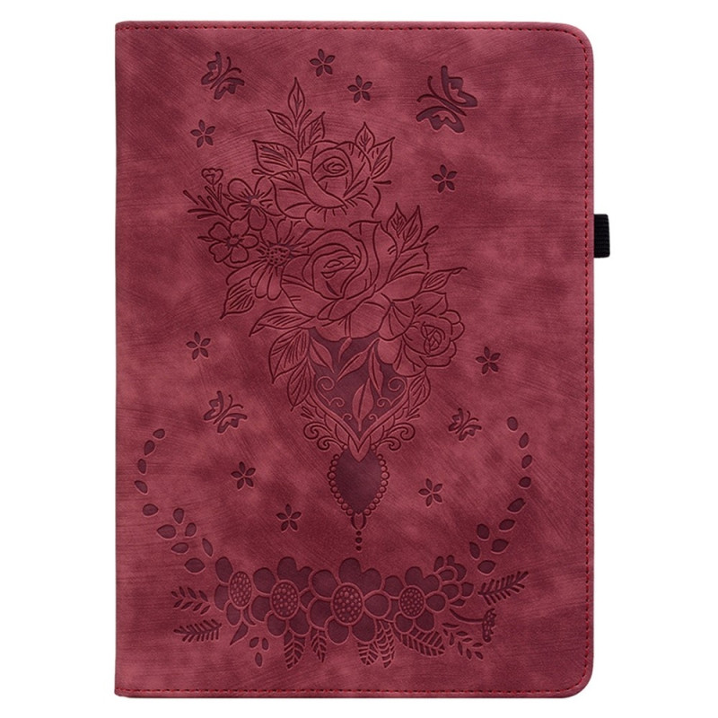 For Samsung Galaxy Tab A11 Case Cover Rose Flower Imprint - Red