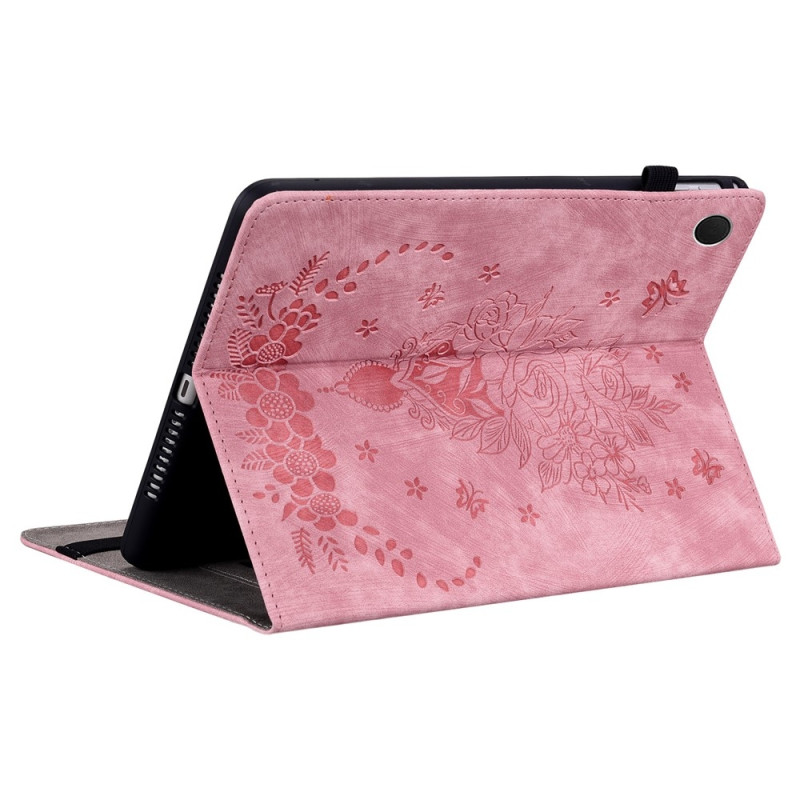 Til Samsung Galaxy Tab A11+ Etui Beskyttelse Med Roseblomst Prægning - Lyserød