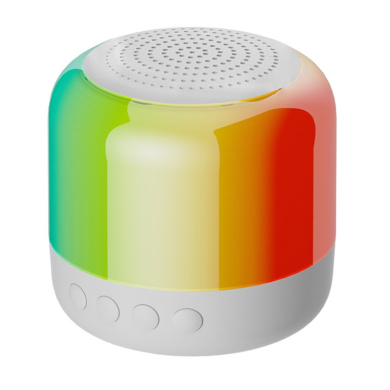 Högtalare Bluetooth Stereo Surround Trådlös Mini Subwoofer med RGB-Ljus - Vit