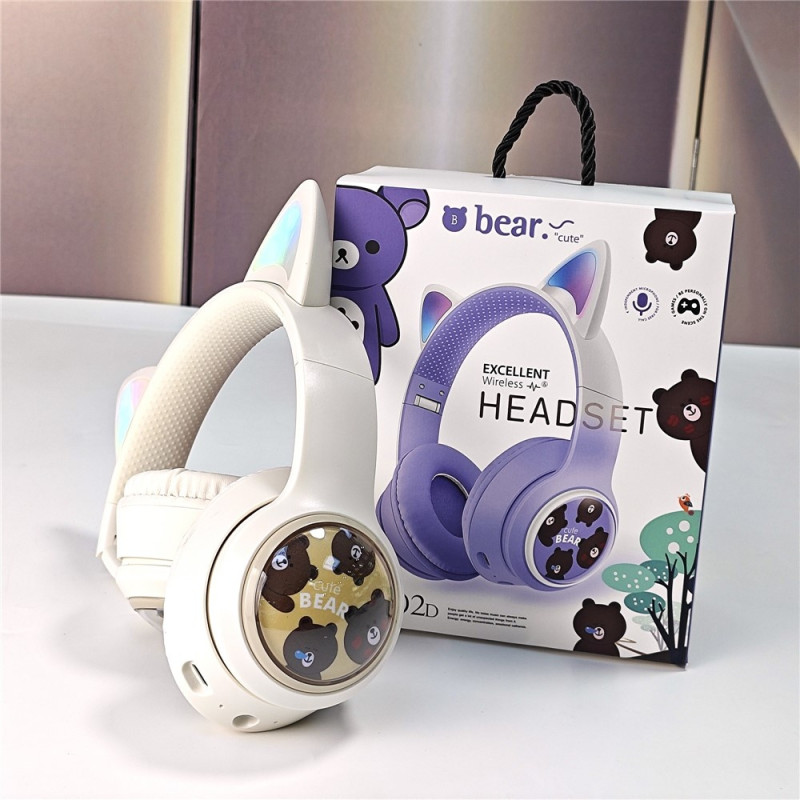 Trådlösa On-Ear hörlurar Glödande Kattöra Bluetooth Gaming Headset - Khaki