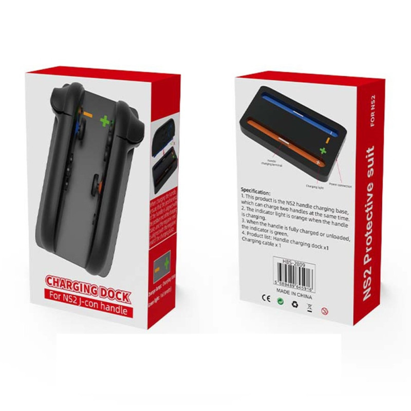 Kompatibel med Nintendo Switch 2 ladestasjon for Joy-Con, håndterer 2 spor