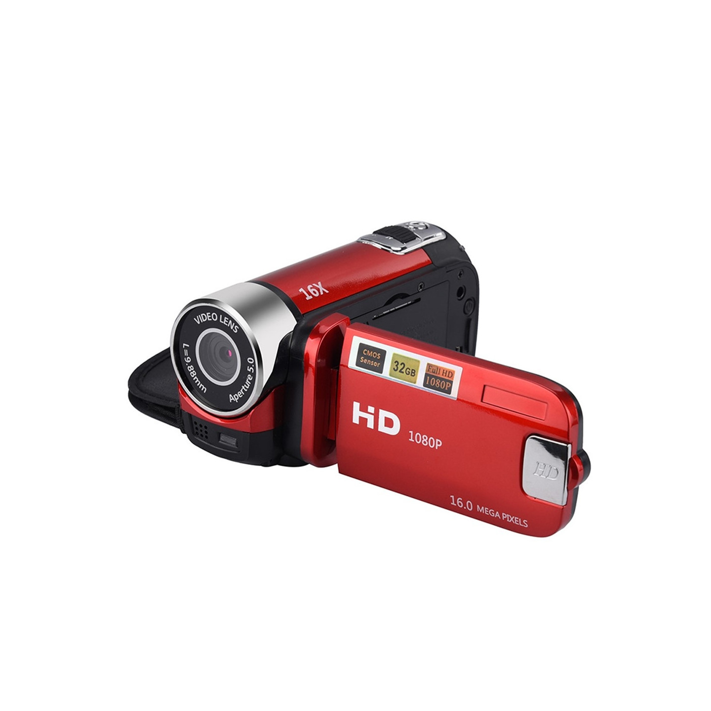 16 MP HD 1080P videokamera 16X zoom digitalkamera Night Vision Anti-Shake - Rød