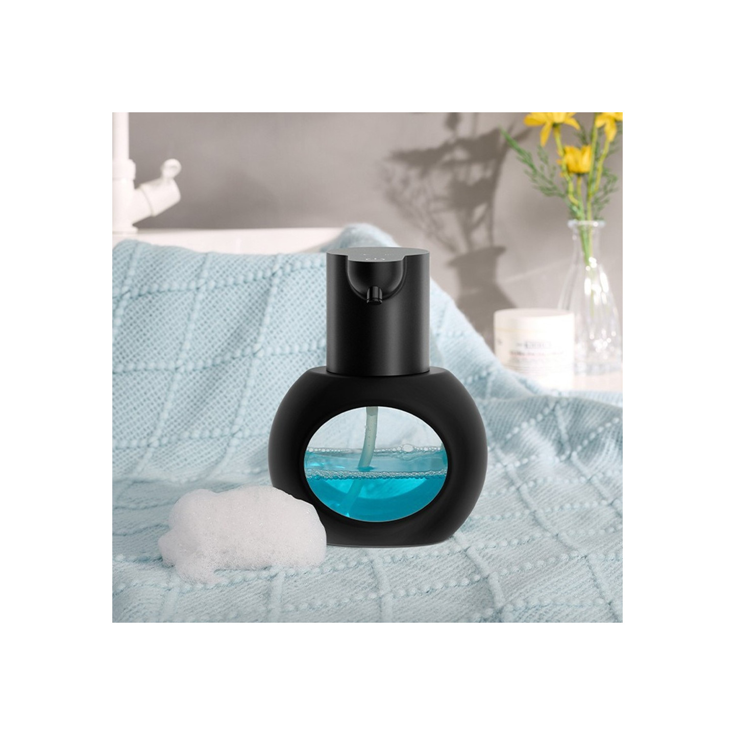 Automatisk såpepumpe Berøringsfri håndvask med infrarød sensor for skum - Svart