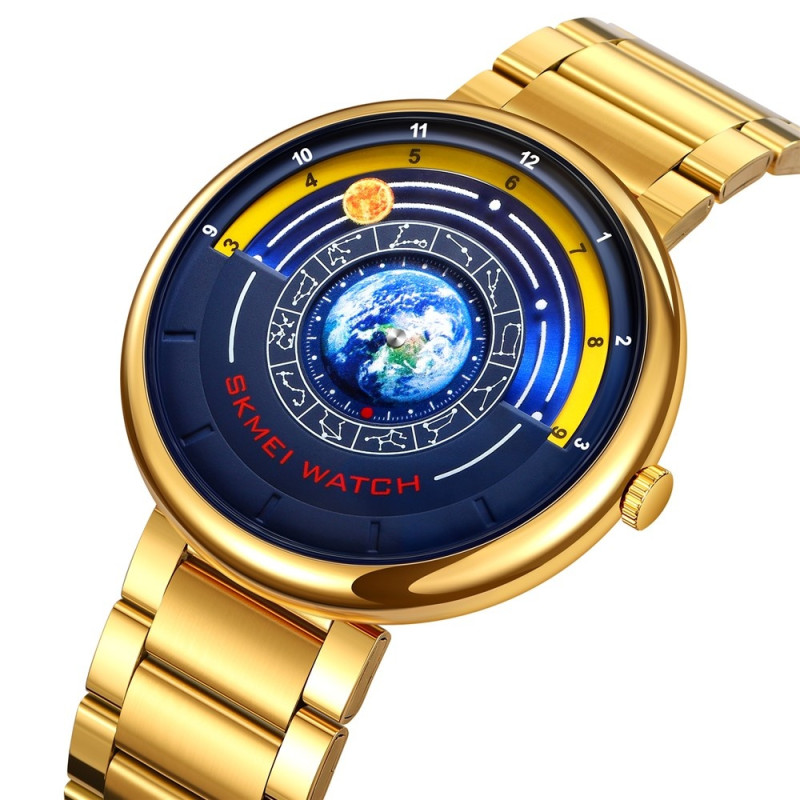 SKMEI Quartz Armbandsklocka Klocka 30M Vattentät Stålband Rund Armbandsur - Guld