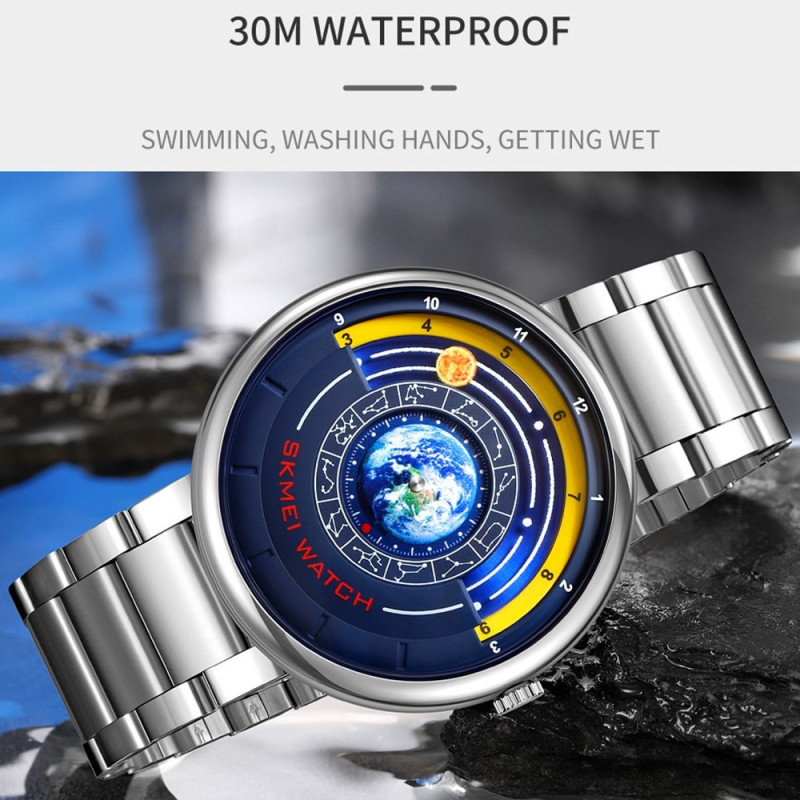 SKMEI kvartsi rannekello 30M vedenpitävä teräsnauha pyöreä rannekello - kulta