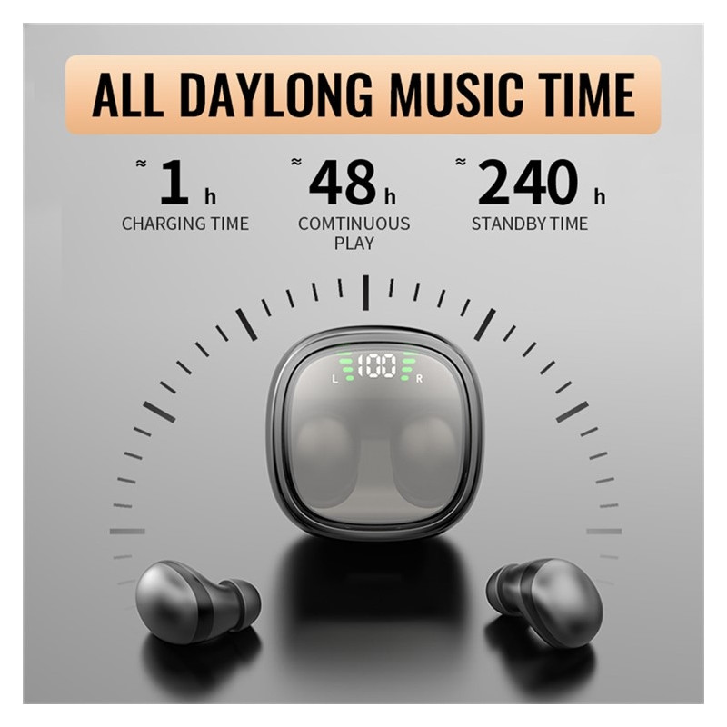 Trådlösa Hörlurar In-Ear HiFi Stereoljud Bluetooth -Sleep HD basljud - Svarta