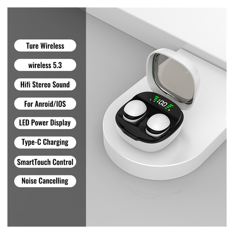 Trådløse hodetelefoner med øretelefon, HiFi-stereolyd, Bluetooth - Sleep HD, basslyd - Hvit