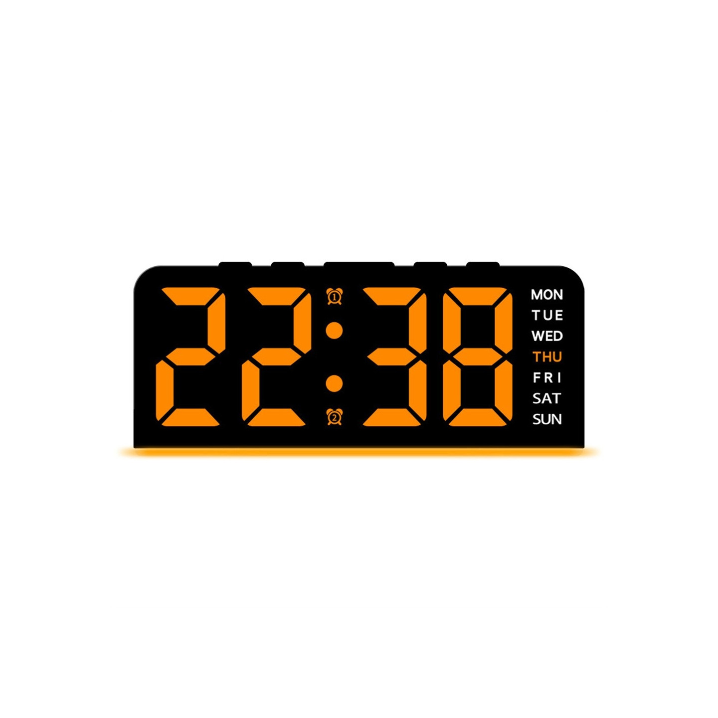 LED-klocka Digital Väckarklocka Stor Display Datum Temperatur Väckarklocka - Svart / Orange Ljus
