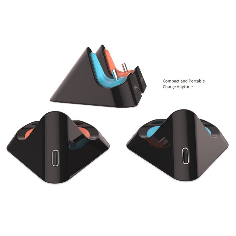 Ladestasjon for ladestasjon kompatibel med Nintendo Switch 1 + 2 + OLED