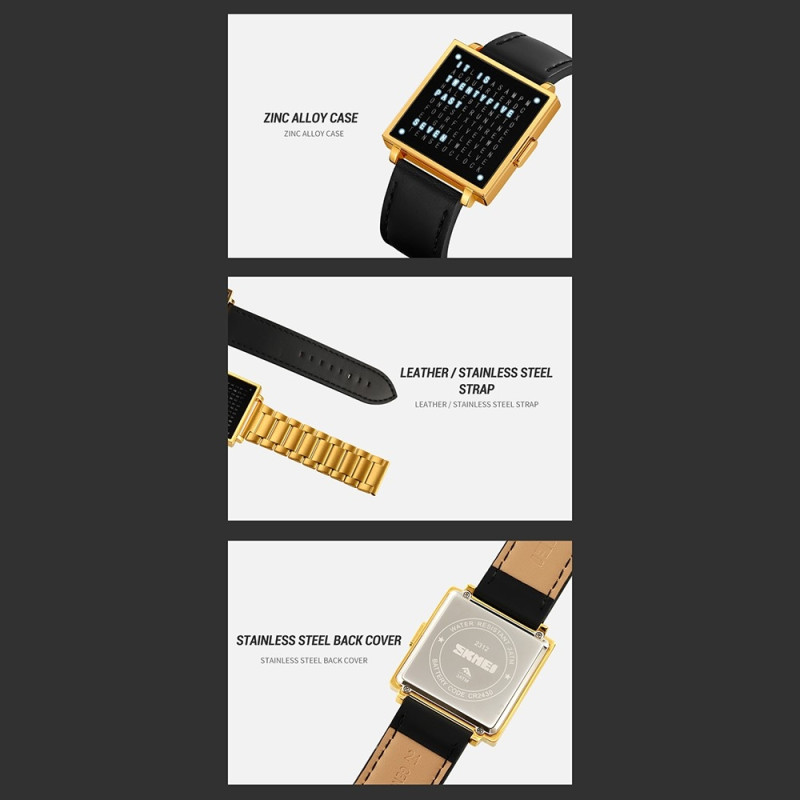 SKMEI Elektronisk Armbandsklocka Digital Klocka Datum Armbandsur - Svart Läder