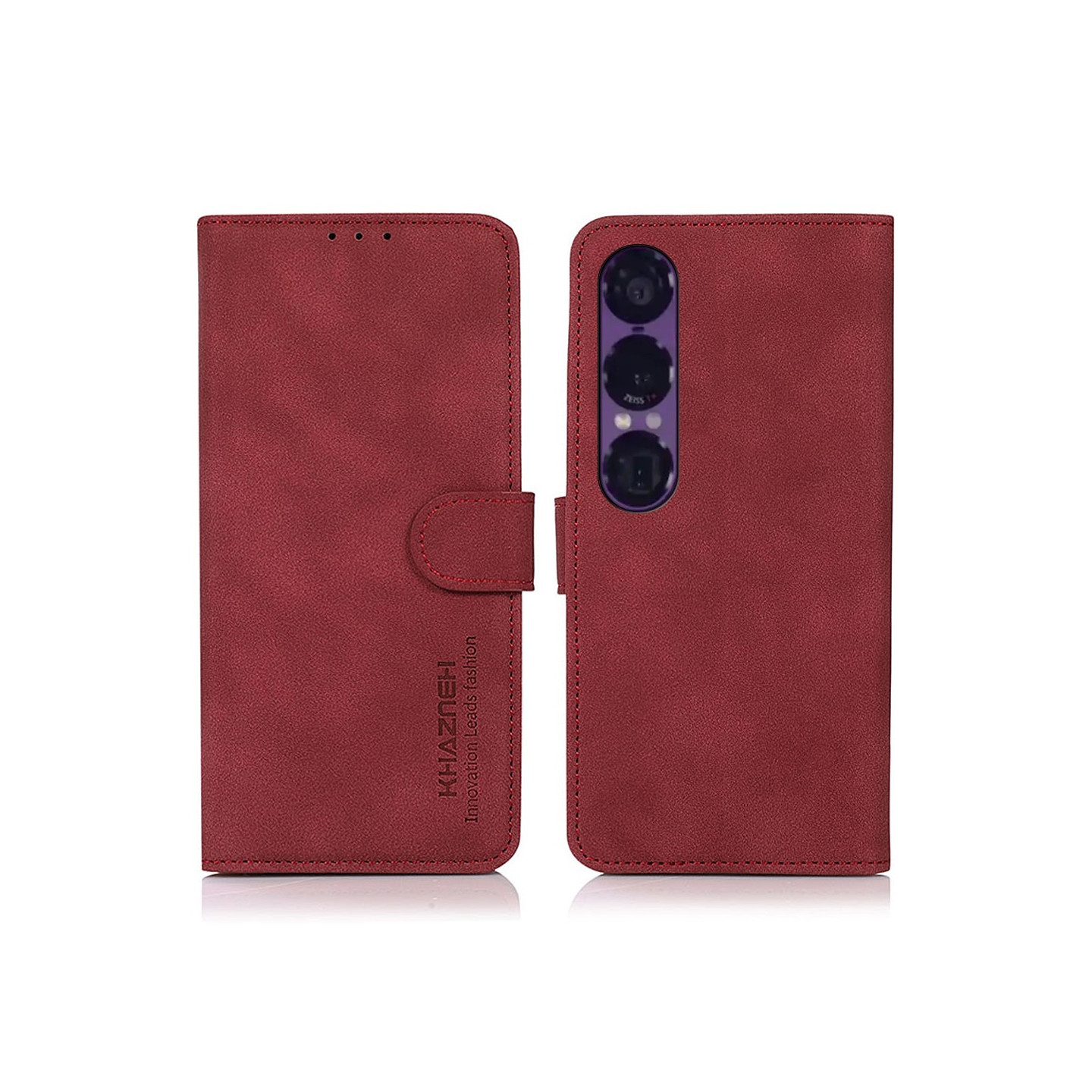 KHAZNEH För Sony Xperia 1 VII Fodral Plånboksfodral Skal Telefonfodral – Röd