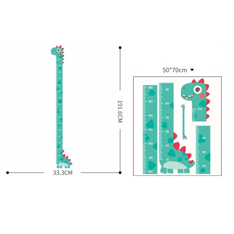 Veggklistremerke for mål av vekstlengde - Vekstdiagram - Dinosaur