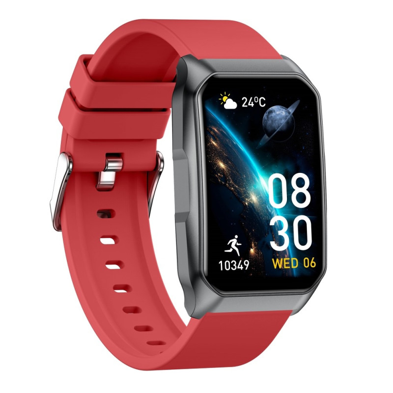 Smartklokke med Bluetooth-samtale Helsemonitor Fitnesstracker Smartklokke - Rød