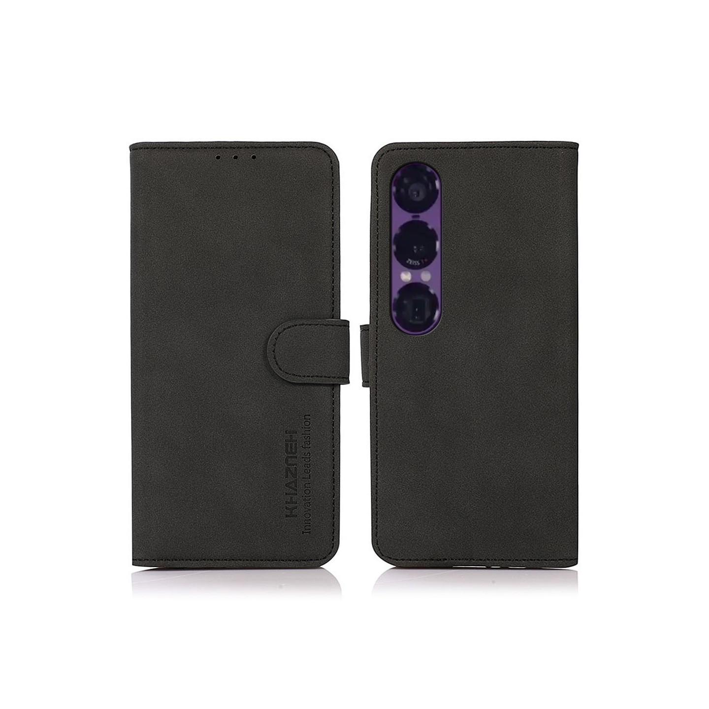 KHAZNEH Sony Xperia 1 VII Case lompakkokotelolle Shell Phone Case - musta