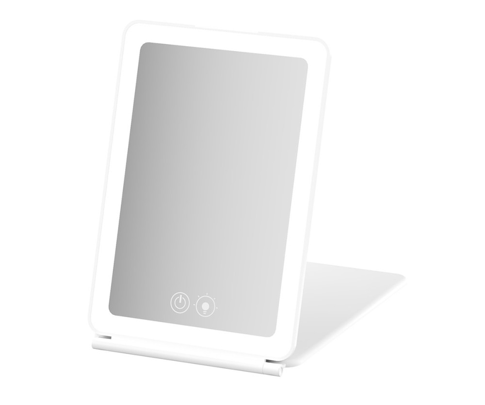 Vikbar bärbar LED Sminkspegel med 3X förstoring