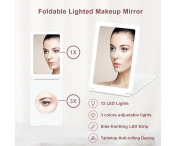 Vikbar bärbar LED Sminkspegel med 3X förstoring