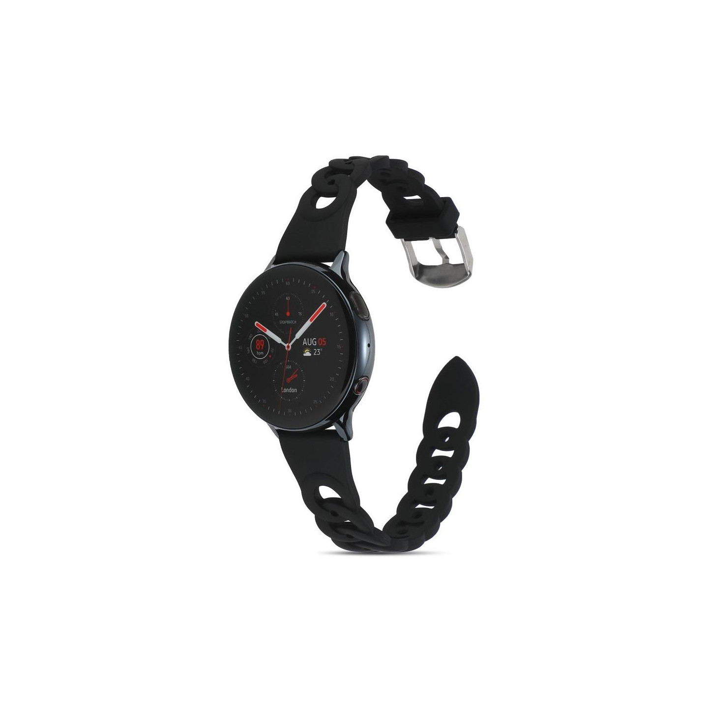 Samsung Galaxy Watch5 40mm/44mm/Watch5 Pro 45mm silikonikellon rannehihna - musta