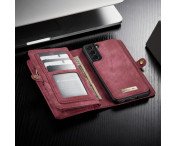 CASEME Samsung Galaxy S21 Retro läder plånboksfodral - Röd