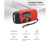 Handvev Solar FM / AM Radio Ficklampa NOAA Power Bank-funktion