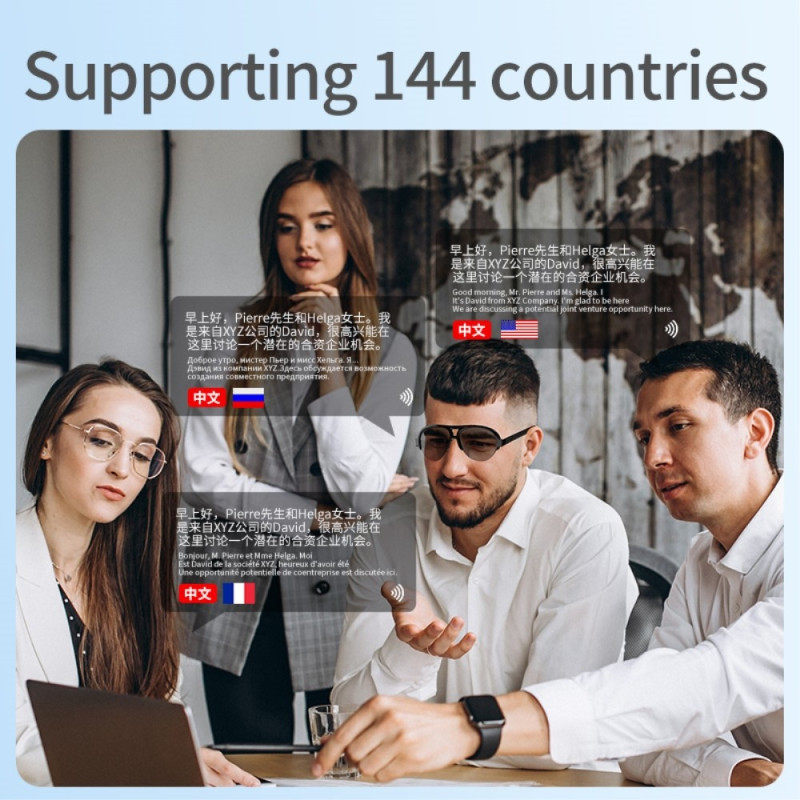 144 Languages Translation Translator Smart AI Bluetooth Sunglasses UV400 Headphones