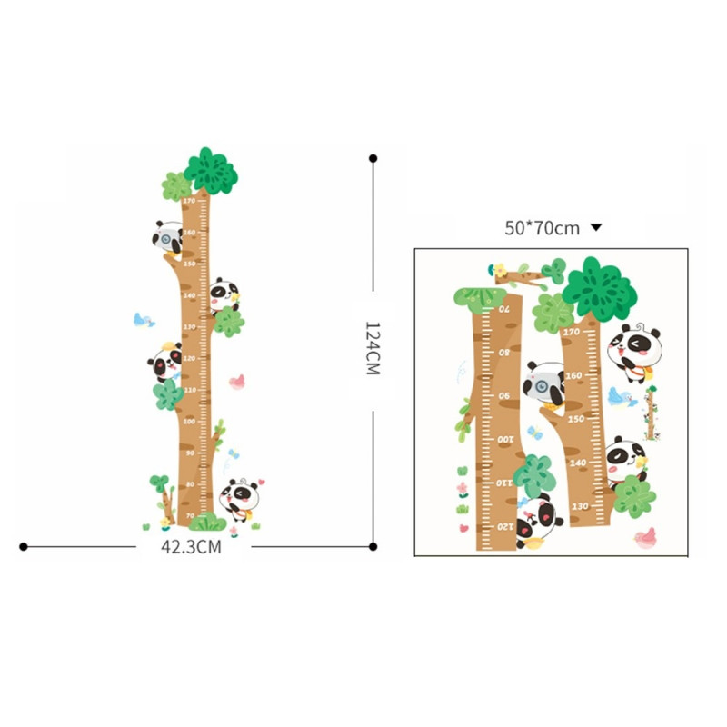 Veggklistremerke for mål av vekstlengde - Vekstdiagram - Panda