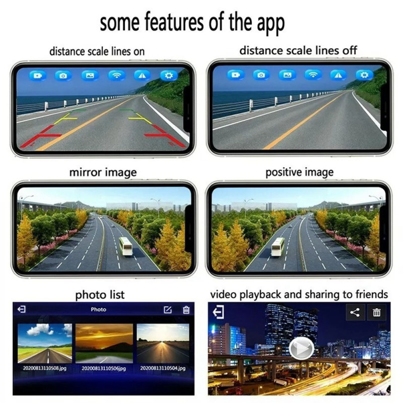 Yönäköinen laajakulmainen WiFi-kamera Vedenpitävä peruutuskamera Langaton turvalliseen ajoon