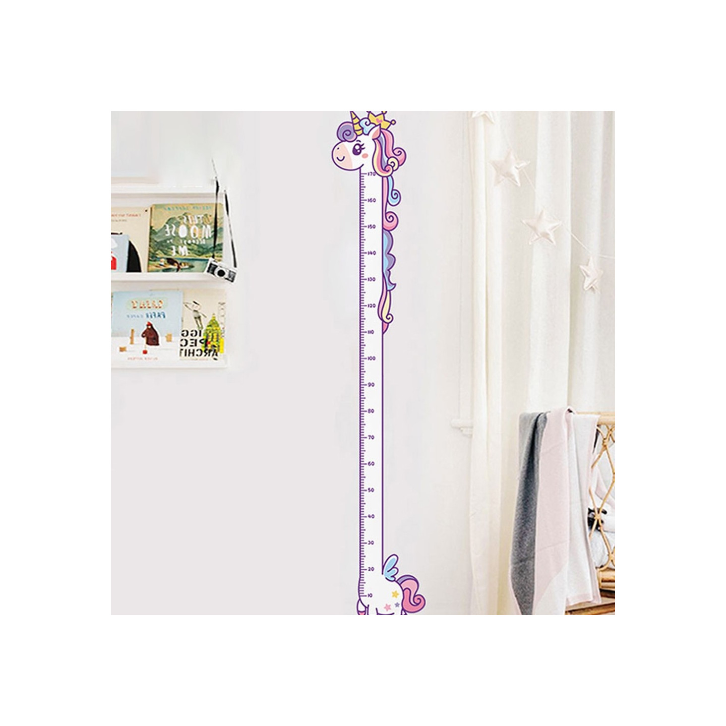 Measure Growing Length Wall Decal Growth Chart Wall Sticker - Rainbow Horse