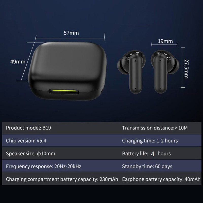 B19 150 språk oversettelse oversetter smart stemme Bluetooth in-ear hodetelefoner hvit
