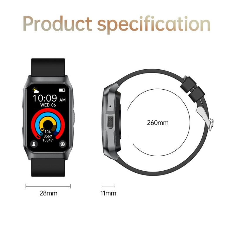 SmartKlocka Samtal Bluetooth Hälsomonitor Fitnesstracker Smartwatch - Svart