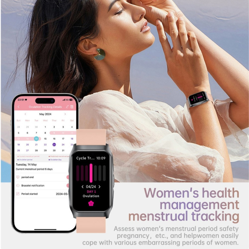 Smartwatch med opkald Bluetooth-sundhedsmåler Fitnesstracker Smartwatch - Sort