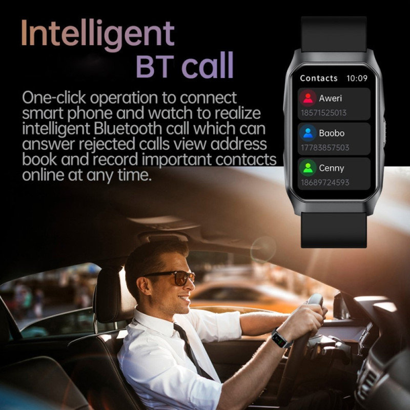 Älykello, puhelu, Bluetooth, terveysvalvonta, kuntoseuranta, älykello - musta